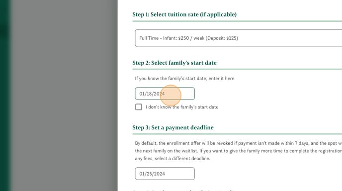 Approving Family Enrollment and Sending Registration Form - Step 5