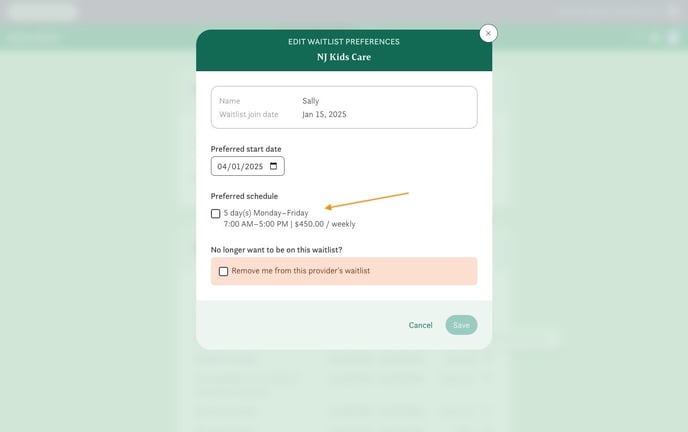 How To Edit Childcare Program Preferences - Step 5