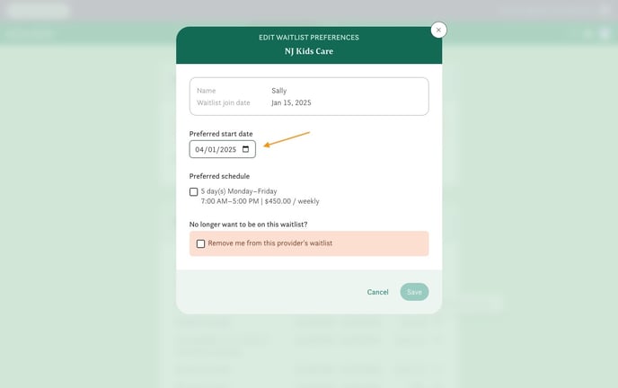 How To Edit Childcare Program Preferences - Step 7