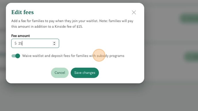 How to Activate Waitlist and Waive Fees on Kinside - Step 5