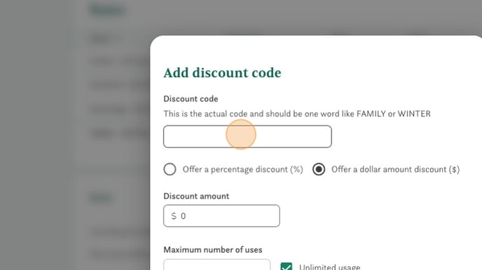 How to add a discount code.  - Step 4