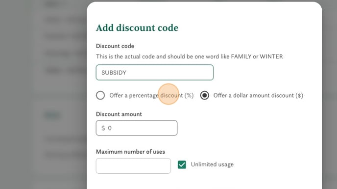How to add a discount code.  - Step 5
