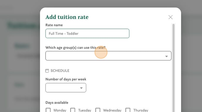 How to add a new tuition rate.  - Step 5